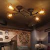KWOKING Lighting Industrial Cross Plumbing Semi Flush Mount Ceiling Light Barn Lighting Pipe Chandelier with Cage Shade Farmhouse Light Fixture Vintage Hanging Lamp 4 Lights Rust Finish view 4