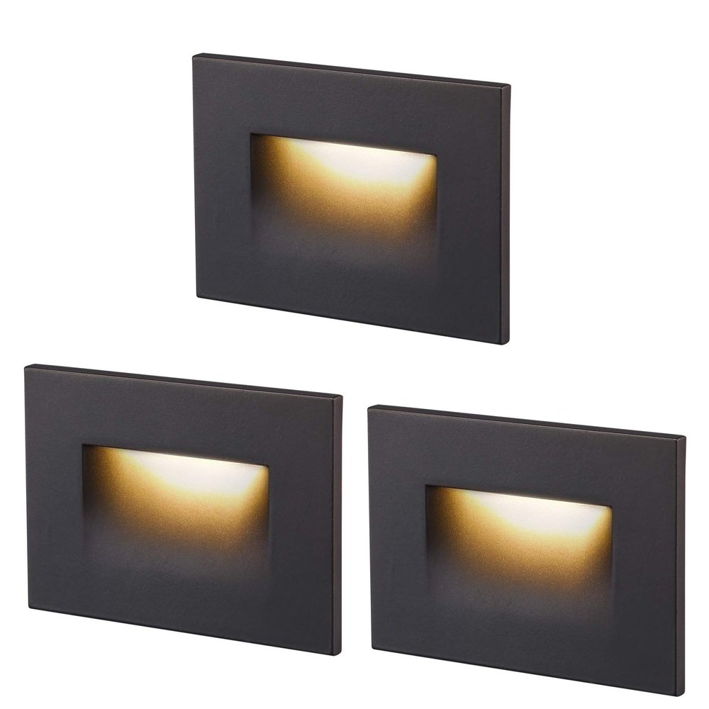 CLOUDY BAY 120V Dimmable LED Step Light,3000K Warm White 3W 100lm,Indoor Outdoor Stair Light,Oil Rubbed Bronze,3 Pack
