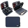 BUBM Double Layer Electronics Organizer, Travel Gadget Bag for Cables, Memory Cards, Flash Hard Drive and More, Fit for iPad or Tablet(up To 9.7")--Large, Dark Blue view 1