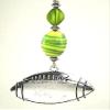 Large Silvery Football with Green Lampwork Glass Sports Ceiling Fan Pull Chain view 1