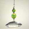 Large Silvery Football with Green Lampwork Glass Sports Ceiling Fan Pull Chain view 2