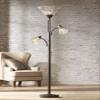 Warwick 71 1/2" Tall Tiger Bronze and Seeded Glass Torchiere Floor Lamp view 1