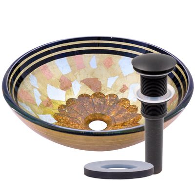 Novatto CELEBRAZIONE Glass Vessel Bathroom Sink, Oil-Rubbed Bronze