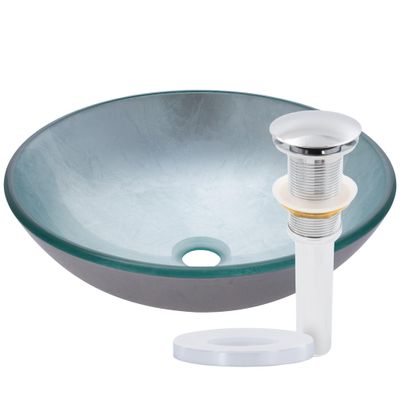 Novatto ARGENTO Glass Vessel Bathroom Sink, Chrome