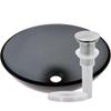 Novatto NERA Glass Vessel Bathroom Sink Set with Brushed Nickel Drain view 1