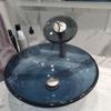 Novatto NERA Glass Vessel Bathroom Sink Set with Brushed Nickel Drain view 2