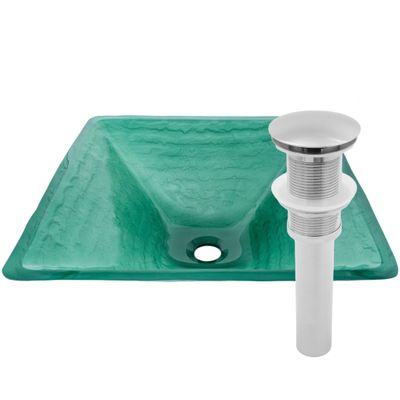 Novatto SAUNA Glass Vessel Bathroom Sink Set, Brushed Nickel