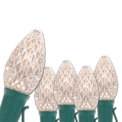 Wintergreen Lighting 25 C7 Opticore Commercial Warm White Christmas Lights - Outdoor LED Heavy Duty Bulbs for Patio, Party, Holiday, Bedroom on SPT1 18 Gauge Green Wire (25 ft)