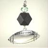 Large Silvery Football with Black Faceted Wood and Glass Sports Ceiling Fan Pull Chain view 1