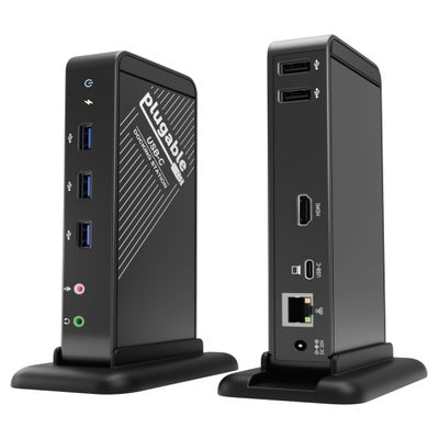 Plugable USB-C Dock with 4K HDMI and 60W Charging, Compatible with MacBook Neo, Thunderbolt 3/4, USB4, and USB-C macOS, Windows, and Chromebook, 1Gbps Ethernet, 3X USB 3.0, 2X USB 2.0, Driverless