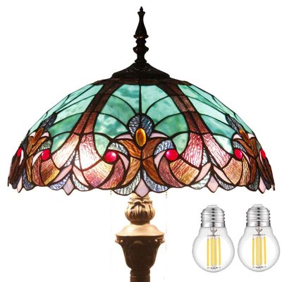 WERFACTORY Tiffany Floor Lamp 64 Inch Stained Glass Standing Reading Light