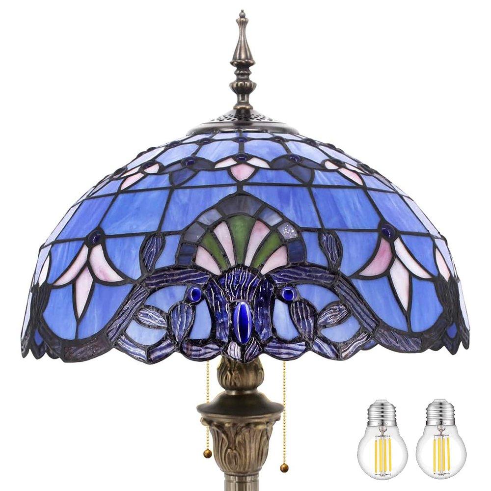 WERFACTORY Tiffany Floor Lamp 64 Inch Stained Glass Standing Reading Light