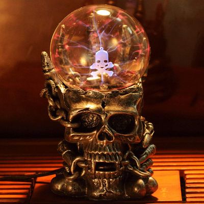 Aibote Magic Skull Head Glass Lightning Plasma Ball Touch Sensitive Night Light Lamp Bedroom Home Parties Decorations Novelty Toy
