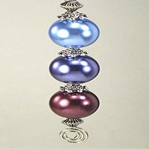 Triple Beauty Pearls in Light Blue, Periwinkle and Burgundy Wine Ceiling Fan Pull Chain