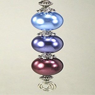 Triple Beauty Pearls in Light Blue, Periwinkle and Burgundy Wine Ceiling Fan Pull Chain