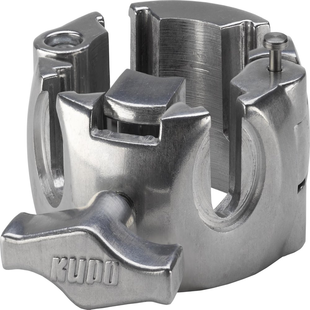 Kupo 4-Way Clamp, All Metal Cast Aluminum Clamp with Spring Locking Mechanism for 1.4"2.0" Tubes and Multi-Accessory Rigging Applications (KG900712)