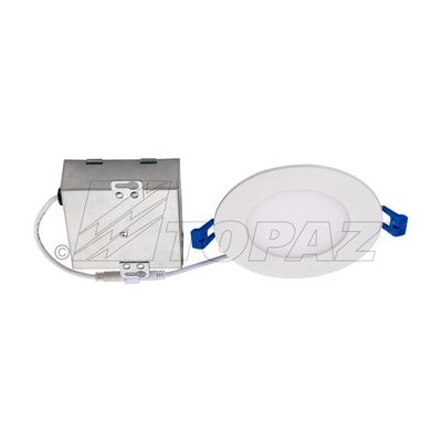 Topaz Lighting 77230 9W LED Slim 4" Dimmable Recessed Ceiling Downlight, 4000K, White, Easy to Install, Energy Efficient LED Lighting