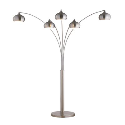 Artiva USA LED9656FSN 86" 5-Arched Floor Lamp with Dimmer, 5000 Lumens Brushed Nickel