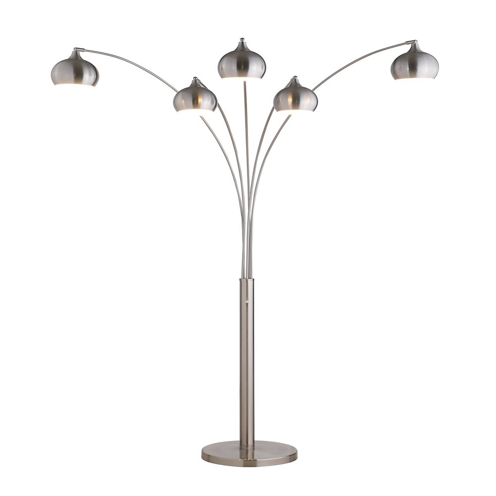 Artiva USA LED9656FSN 86" 5-Arched Floor Lamp with Dimmer, 5000 Lumens Brushed Nickel