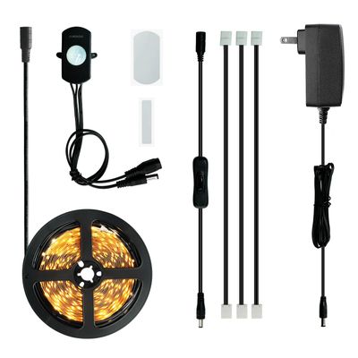 Sensky 19.7ft/6m Motion Activated LED Strip Light Kit Flexible LED Strip Motion Sensor for Bedroom, Gun Safe, Under Cabinet, Under Bed, Pantry, Kitchen, Stairway, Closet(Warm White,Upgraded Version)