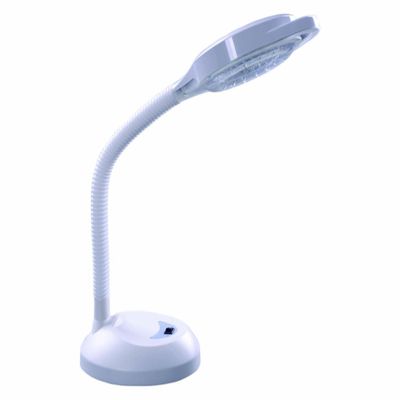 Led Cold Light Magnifying Lamp 5 Times Magnification Compact Desktop Beauty Lamp For Facial Care Tattoo Or Reading Elitzia ETH3009(White 2 Rings Lamp Beads)