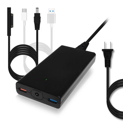 BatPower S90 Slim Surface 90W Charger Compatible with Microsoft Surface Book Laptop 4 3 2 1 Surface Pro X 7 6 5 4 3 Go Power Supply Adapter with USB Quick Charge 3.0 for Tablet Smartphone
