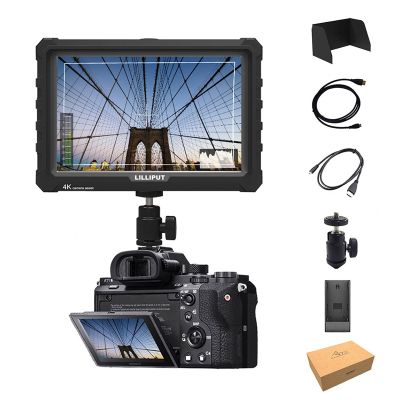 LILLIPUT A7S 7" 1920x1200 IPS Screen Camera Field Monitor 4K HDMI Input Output Video for DSLR Mirrorless Camera Sony A7S II A6500 Panasonic GH5 Canon 5D Mark IV DJI Ronin M Black VIVITEQ Exclusively