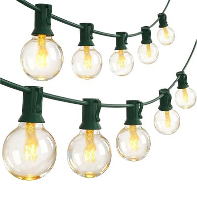 SUNSGNE 25Ft Christmas Round Lights, G40 Globe String Light with 27 Clear Bulbs, UL Certified for Outdoor Indoor Garden Party Wedding Pergola Backyard Patio Xmas Decoration, Green Wire