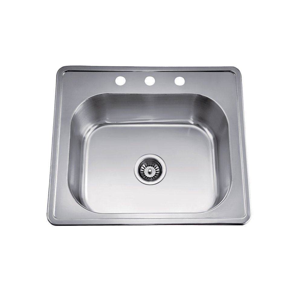 Daweier EST252208 Sink Top Mount Single Bowl, 18 Gauge