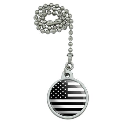 Subdued American USA Flag Black White Military Tactical Ceiling Fan and
