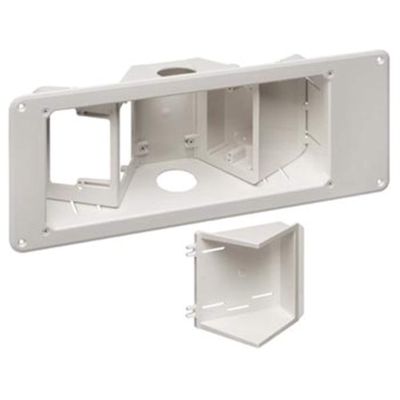 Arlington TVB713 3-Gang Angled TV Box Recessed Outlet Wall Plate Kit, White, 1-Pack