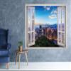 Taiwan Skyline View Window 3D Wall Decal Art Removable Wallpaper Mural Sticker Vinyl Home Decor West Mountain W123 (GIANT (65''W x 46''H)) view 2
