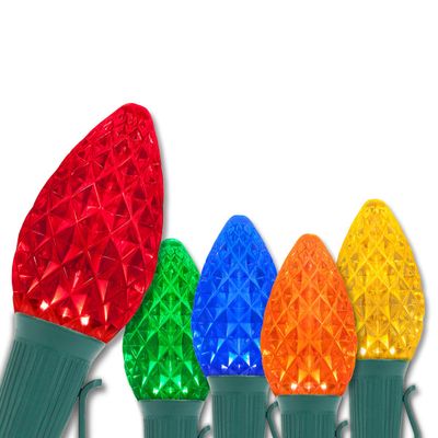Wintergreen Lighting 50 ft C7 OptiCore LED Multicolor Outdoor Christmas Lights - Commercial Grade for Party, Patio, Bedroom - Green Wire (50 Lights)