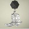 Large 5 1/2-inch Long Silvery Metal Cowboy Boot with Dark Brown Wood Ceiling Fan Pull Chain view 1