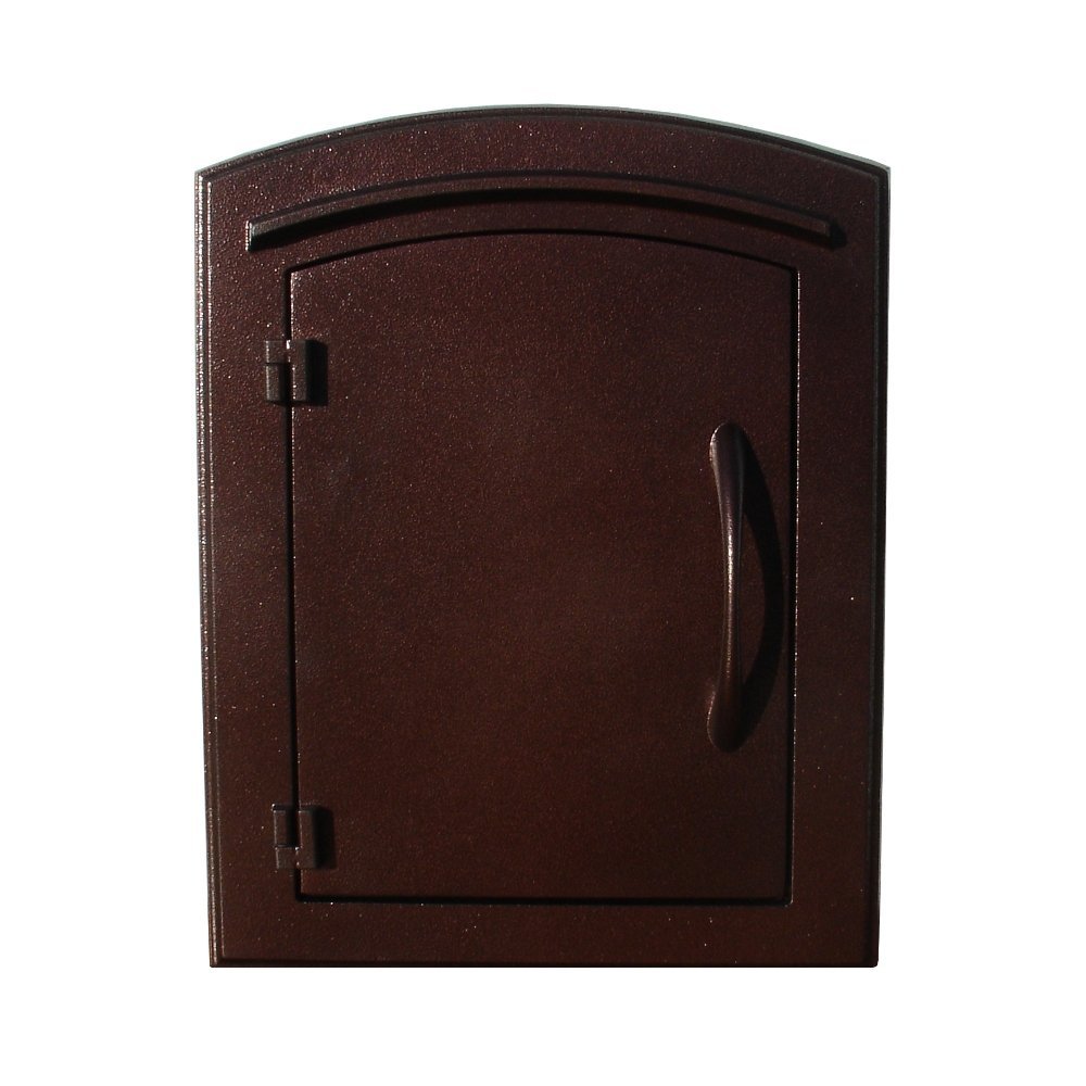 Qualarc MAN-1400-AC Manchester Column Mount Cast Aluminum Mailbox with Plain Door, Antique Copper