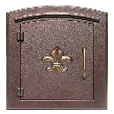 Qualarc MAN-1402-AC Manchester Column Mount Aluminum Mailbox with "Decorative Fleur De Lis Logo", Antique Copper