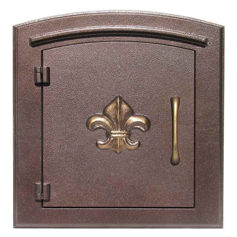 Qualarc MAN-1402-AC Manchester Column Mount Aluminum Mailbox with "Decorative Fleur De Lis Logo", Antique Copper
