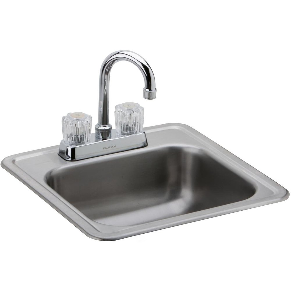 Dayton DP211515C Single Bowl Top Mount Stainless Steel Bar Sink + Faucet Kit