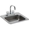 Dayton DP211515C Single Bowl Top Mount Stainless Steel Bar Sink + Faucet Kit view 1
