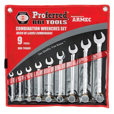 Proferred T45001 9Piece, 1/4-3/4" Combination Wrench Set (1 Set)