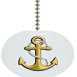 Gold Anchor Nautical Solid Ceramic Fan Pull