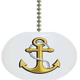 Gold Anchor Nautical Solid Ceramic Fan Pull