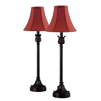 Catalina Lighting Brenda Buffet Table Lamps, Desk Lamp for Office, Dorm, or Bedroom, Reading Light Nightstand Lamp, LED Bulb NOT Included, 25.75", Bronze, Set of 2