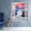 West Mountain Waterfalls View Window 3D Wall Decal Art Removable Wallpaper Mural Sticker Vinyl Home Decor W140 (Large (49''W x 35''H)) view 2