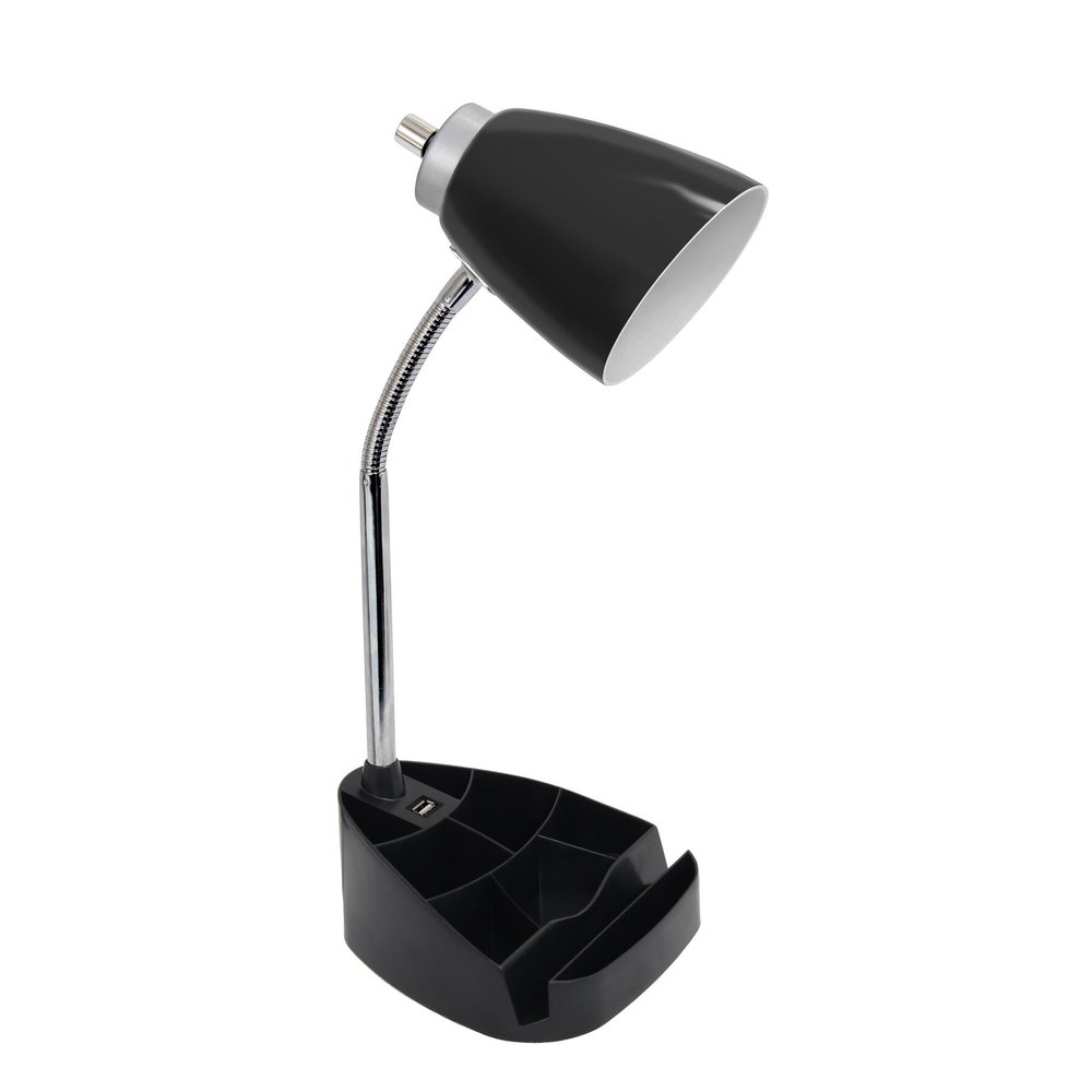 Limelights LD1056-BLK Desk Lamp Organizer with iPad Tablet Book Stand and USB Charging Port, Black