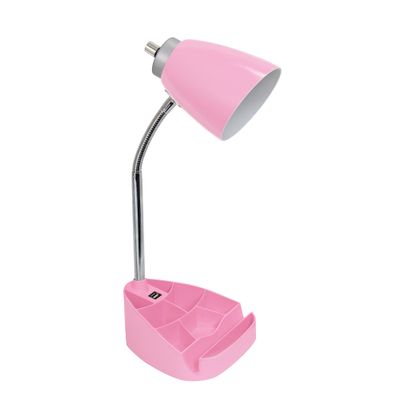 Limelights LD1056-PNK Desk Lamp Organizer with iPad Tablet Book Stand and USB Charging Port, Pink