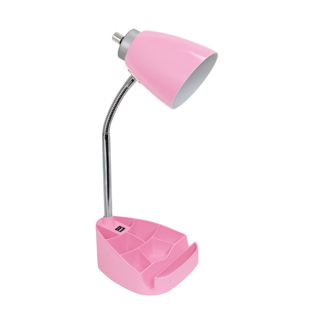Limelights LD1056-PNK Desk Lamp Organizer with iPad Tablet Book Stand and USB Charging Port, Pink