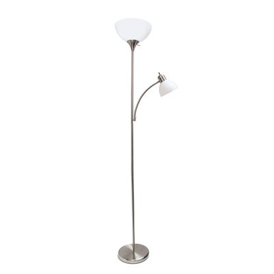 Simple Designs LF2000-BSN Mother-Daughter Floor Lamp with Reading Light, Brushed Nickel