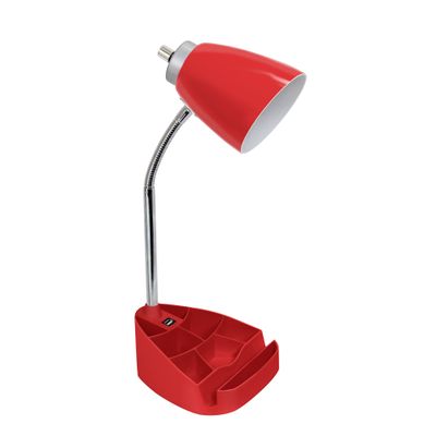 Limelights LD1056-RED Desk Lamp Organizer with iPad Tablet Book Stand and USB Charging Port, Red