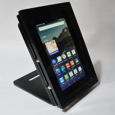 Security Anti-Theft Acrylic VESA Enclosure with Desktop Stand Compatible for Amazon Fire 7" 2015/2017/2019 (Black)